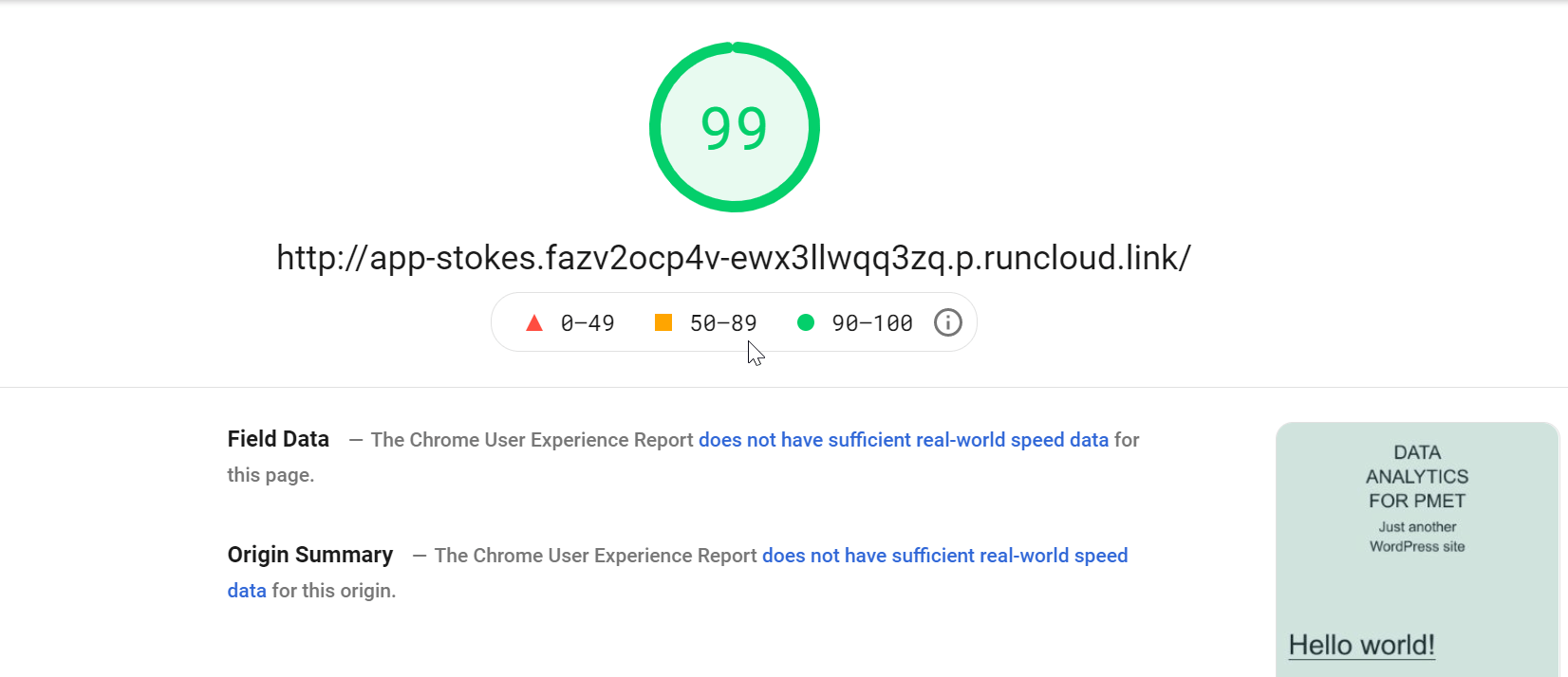 pagespeed score